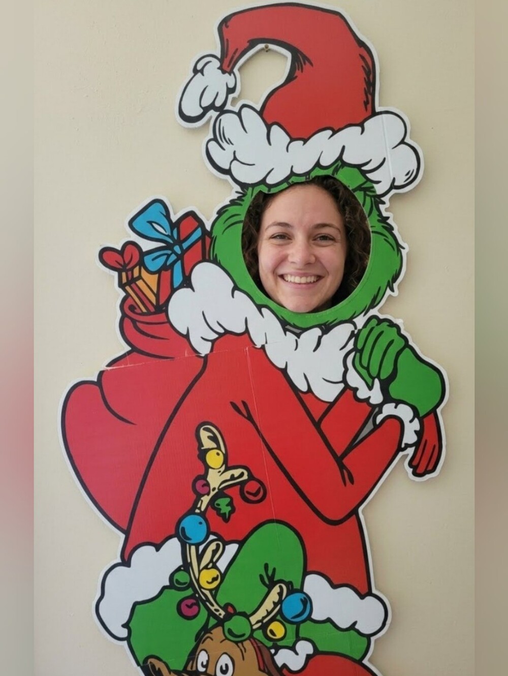 Grinch & Max Holiday Cutout Photo Prop Approx 5 Feet tall With Stand NWT